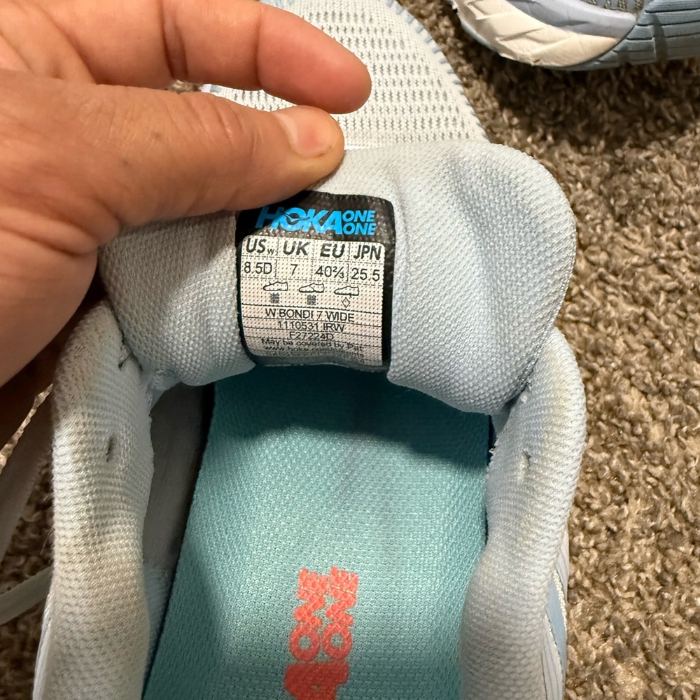 Hoka Women's Bondi 7 Running Shoe in Pale Blue - Picture 8 of 8
